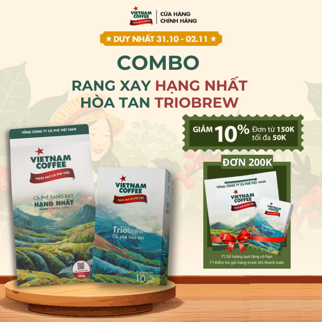 VIETNAM COFFEE クラシック コンボセット ロブスタ&アラビカブレンド 粉末200g&インスタント140g VINACAFE