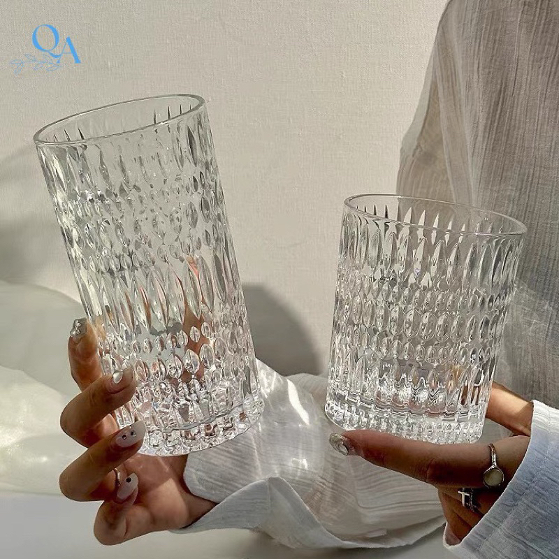 VIETNAM GLASS 日本風ストライプデザインガラスカップ 韓国風レストランデコレーション カクテル用高脚グラス 400ml HIGH QUALITY GLASS CO., LTD.