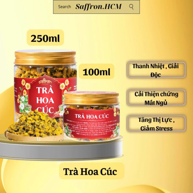 ベトナム産 天然サフラン配合 黄金菊茶 8g - 安眠・リラックス効果で健康をサポート
