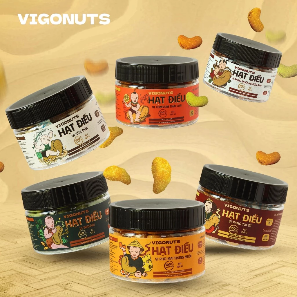 VIGONUTS 香ばしいローストカシューナッツ 6箱セット (150g×6) - 充実フレーバーで毎日を彩る、カリッと濃厚なベトナムの味