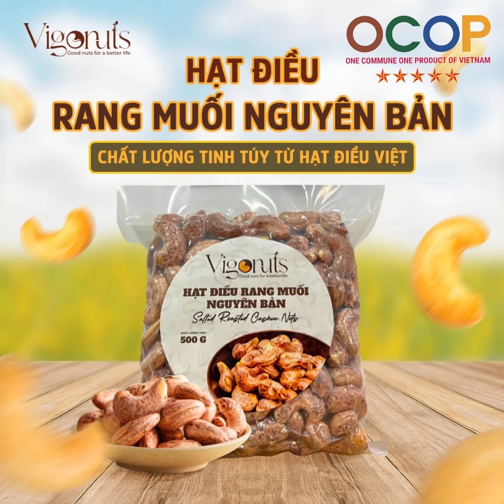 Vigonuts 栄養満点！輸出品質ホールカシューナッツ 塩ロースト (真空パック 500g)