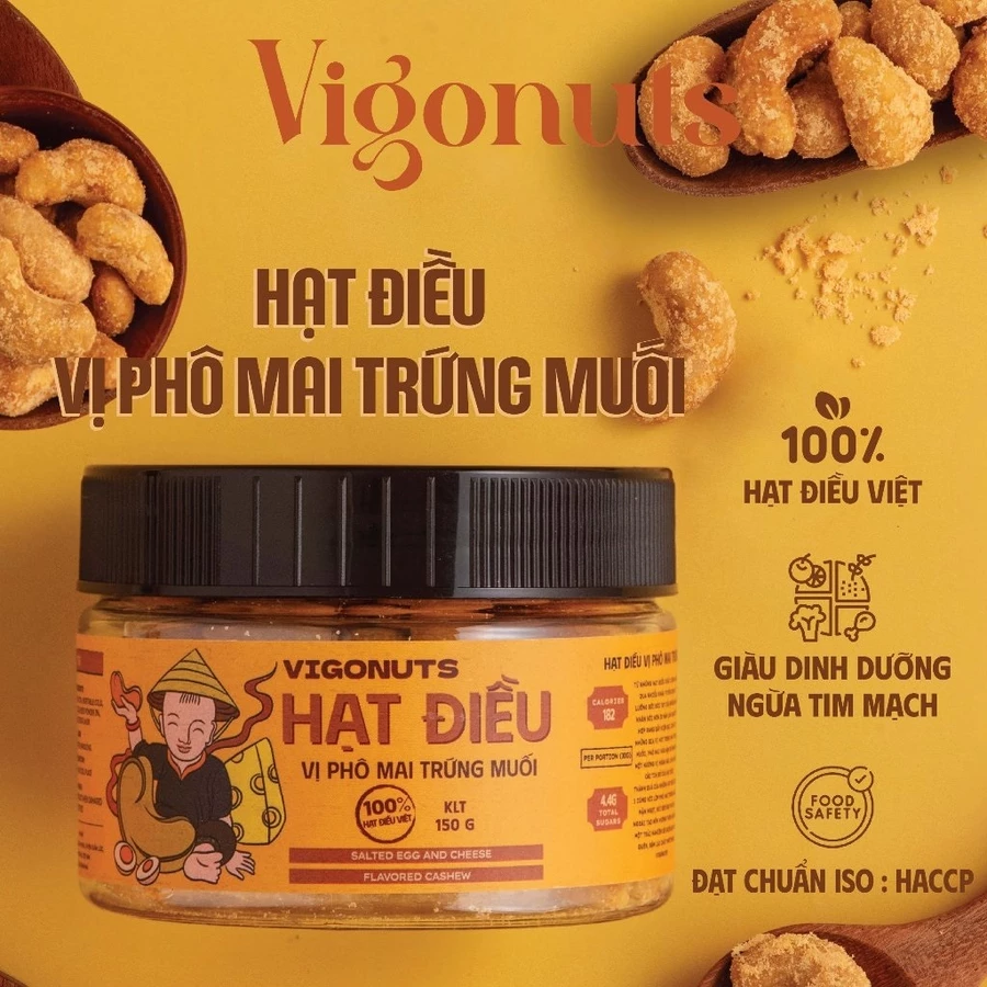 VIGONUTS プレミアムカシューナッツ 塩卵チーズ味 - 150gボトル