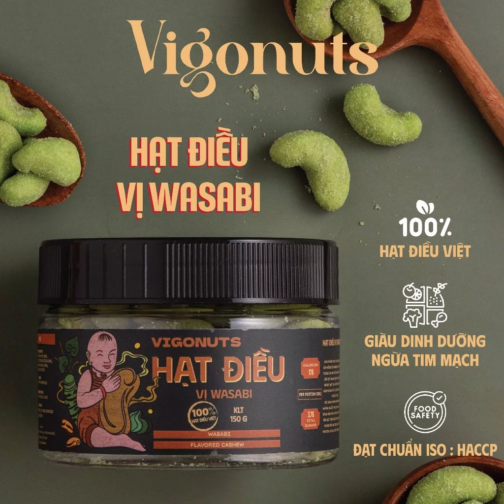 VIGONUTS プレミアムカシューナッツ ワサビ味 150g | 減量サポート ヘルシースナック