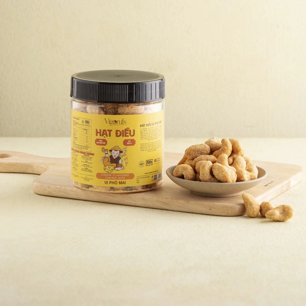 Vigonuts プレミアムカシューナッツ チーズ味 300g - ヘルシーおやつ、心臓・血管の健康をサポート