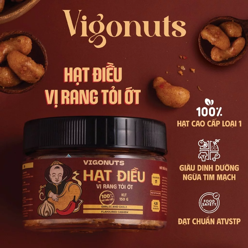 VIGONUTS 香ばしガーリックチリ味カシューナッツ 150g×6個コンボ | サクサク絶品！ベトナム産