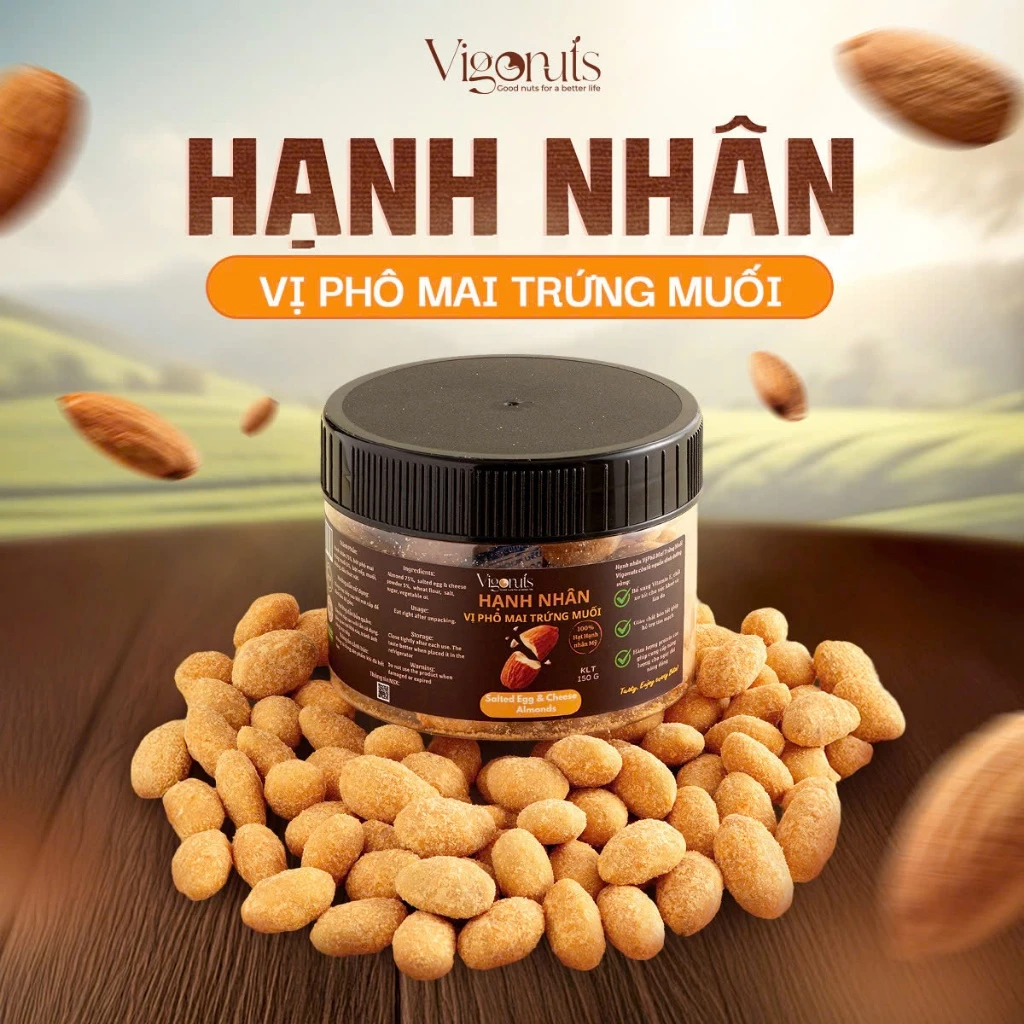 VIGONUTS アメリカ産ホールアーモンド 濃厚チーズ塩卵味 150g 低脂肪&高栄養ヘルシースナック