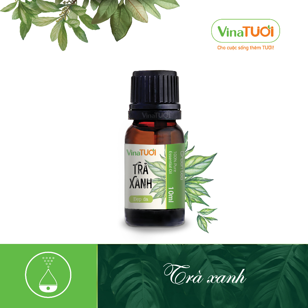 VINA TƯƠI 緑茶の香り 10ml 精油 100%天然成分 精神をリフレッシュするリラックス効果 10ml VINA TƯƠI