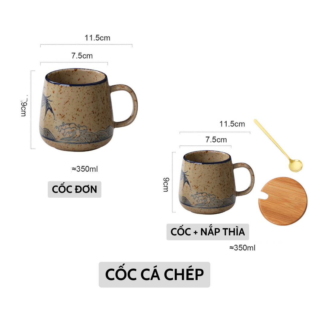 ヴィンテージクラフト カープエディション コーヒーカップ 小柄模様 高級釉薬 350ml ノーブランド品