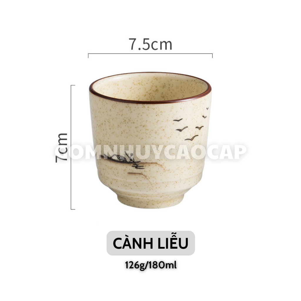 ヴィンテージクラフト 柳シリーズ 陶器カップ 上品な小紋柄 180ml 無銘メーカー