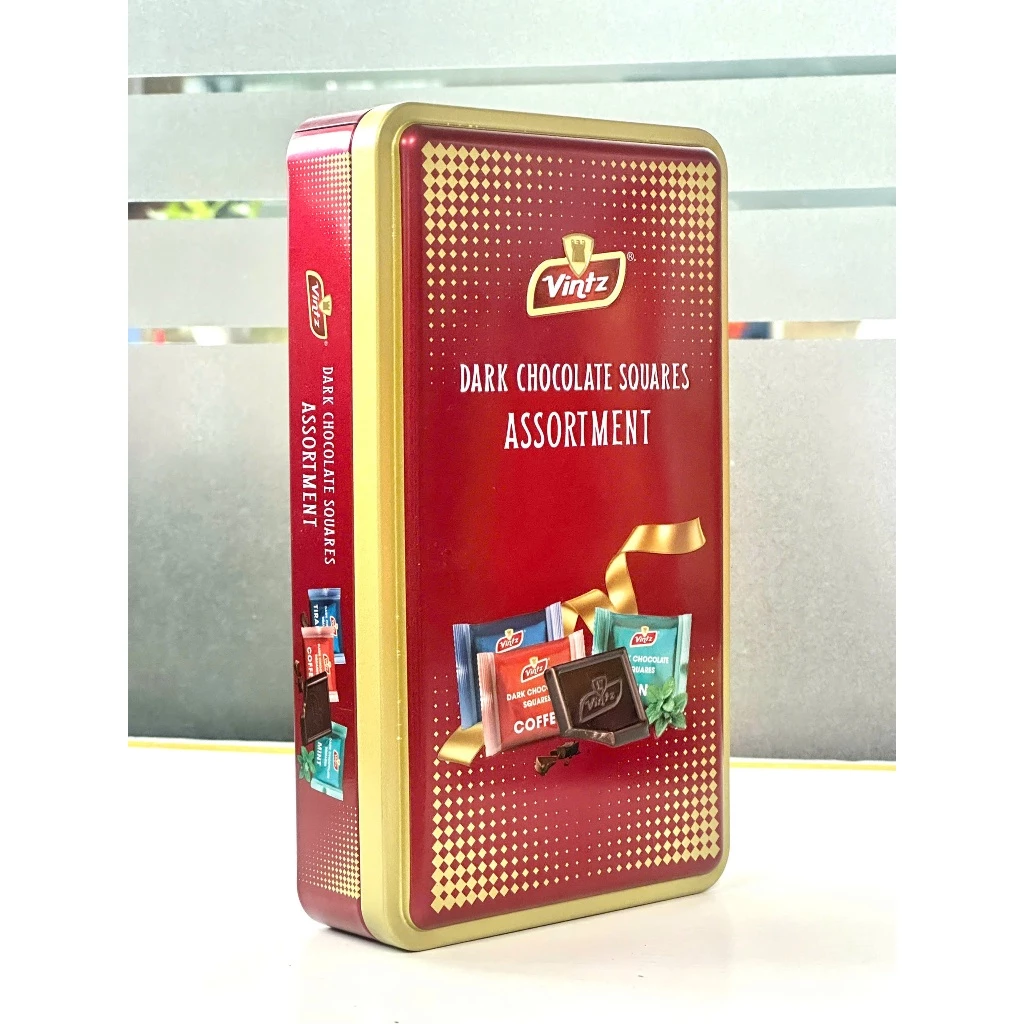 Vintz (ヴィンツ) レッド スクエアチョコレートアソート 140g マレーシア産 - 薄型エレガントな口どけ