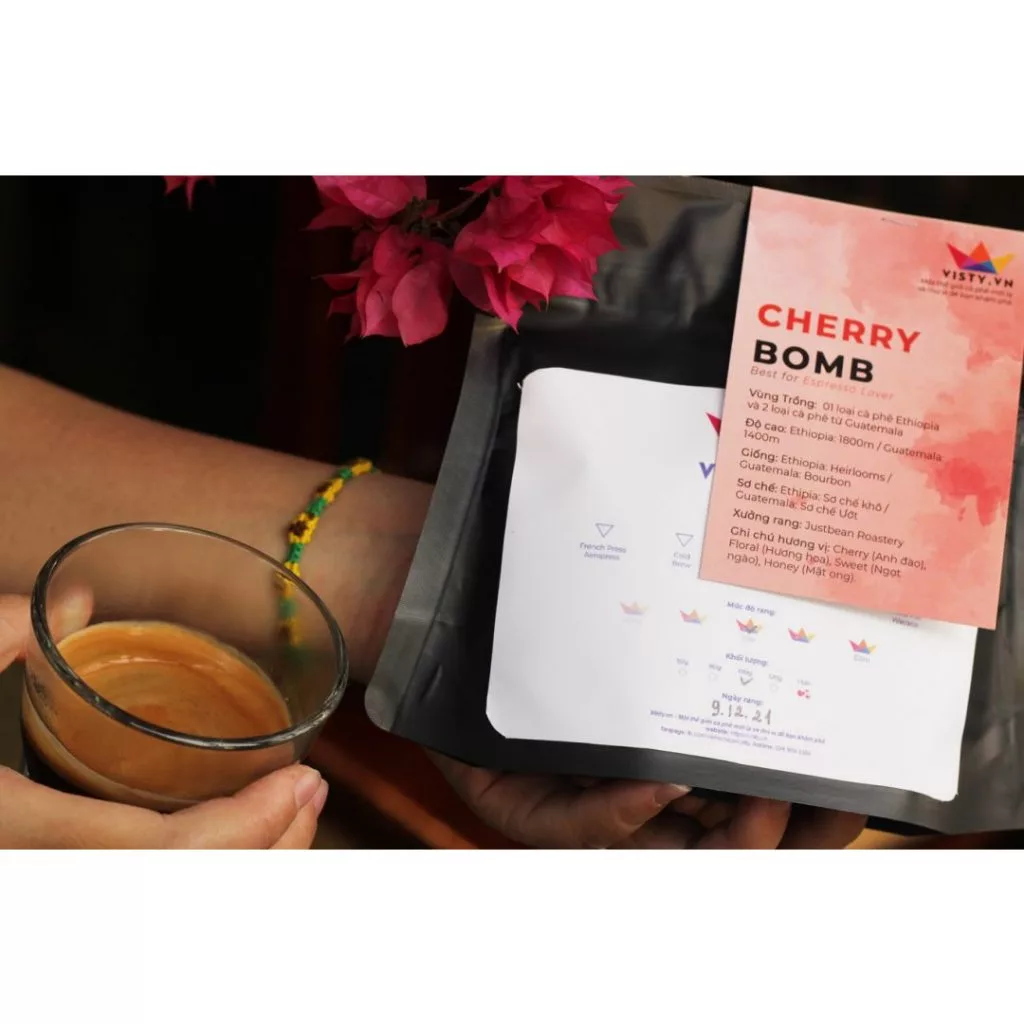 Visty アラビカブレンド「チェリーボム」モカポット用挽き済みコーヒー粉 500g - カップに咲く華やかな香り