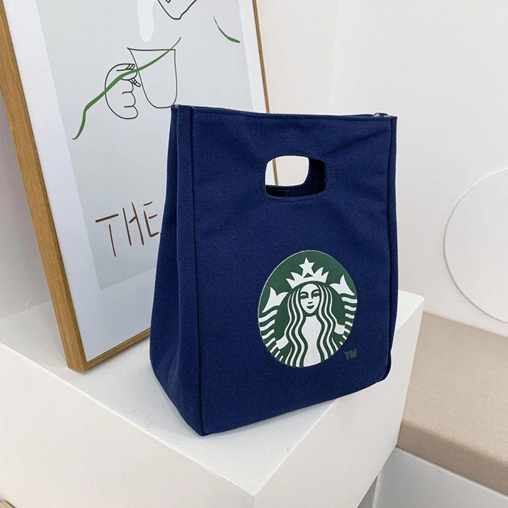 鮮やかブルー★スターバックス柄キャンバストートバッグ【韓国スタイルで毎日コーデに大活躍】
