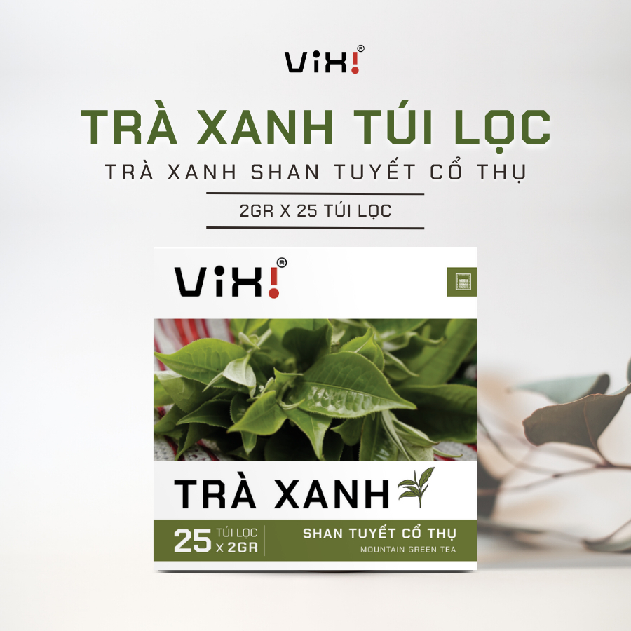 古代シャントゥエット茶からの ViXi 緑茶ティーバッグ、50gr 箱