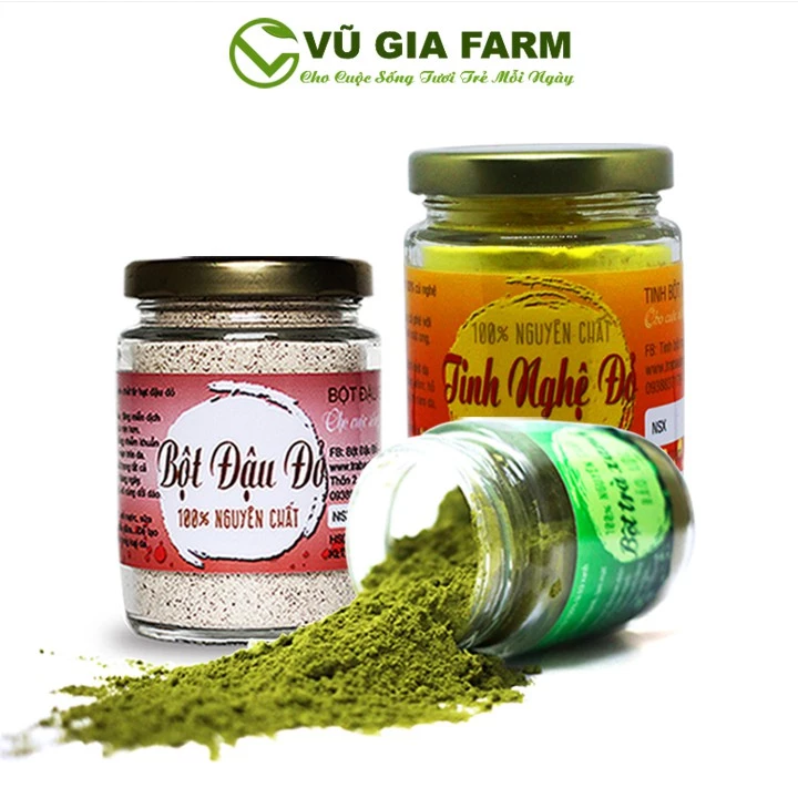 宇賀家 純粋 グリーンティー+レッドビーン+ターメリックパウダーコンボ (100g/個) - フェイスマスク、美白、全身スキンケア