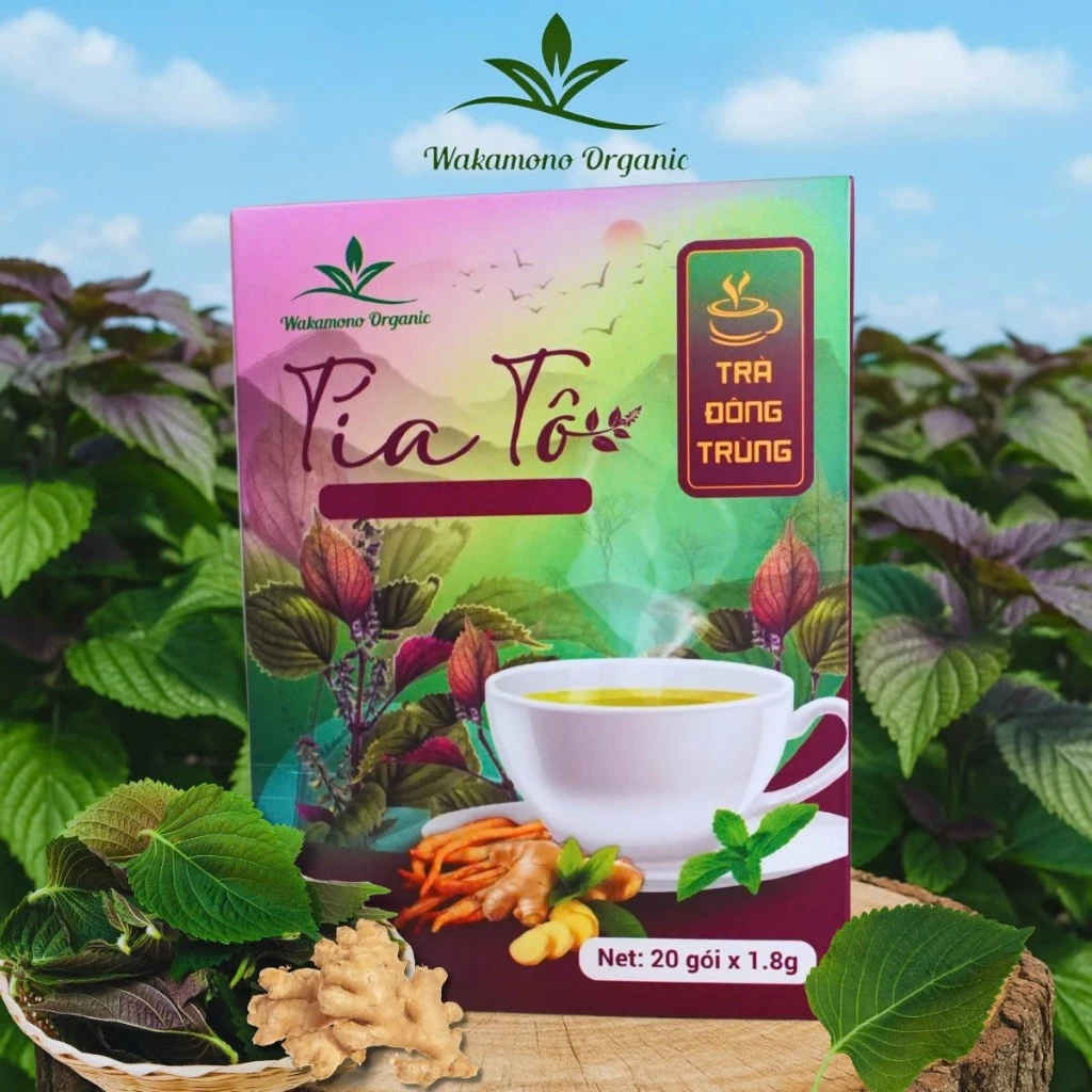 WAKAMONO 冬虫夏草 シソブレンド茶 (20ティーバッグ) - 香り高く飲みやすい