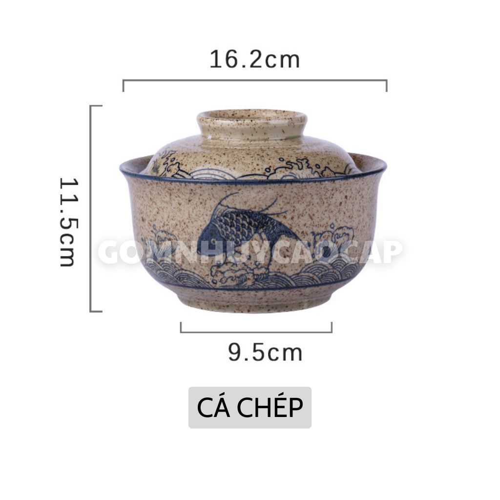 和の器 雅古典 蓋付きラーメン鉢 鯉柄高耐熱 740ml 和陶苑