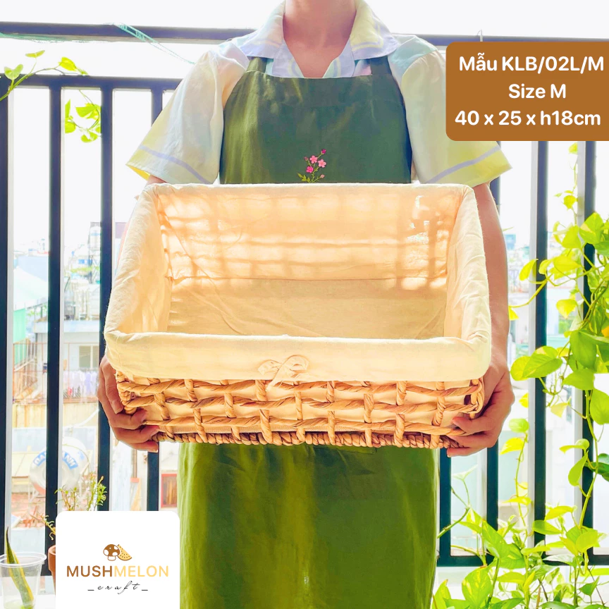 ホテイアオイ製 長方形バスケット Mサイズ – クリスマス装飾、新築祝いギフト、多用途収納に – ベトナム伝統の職人技が光る逸品