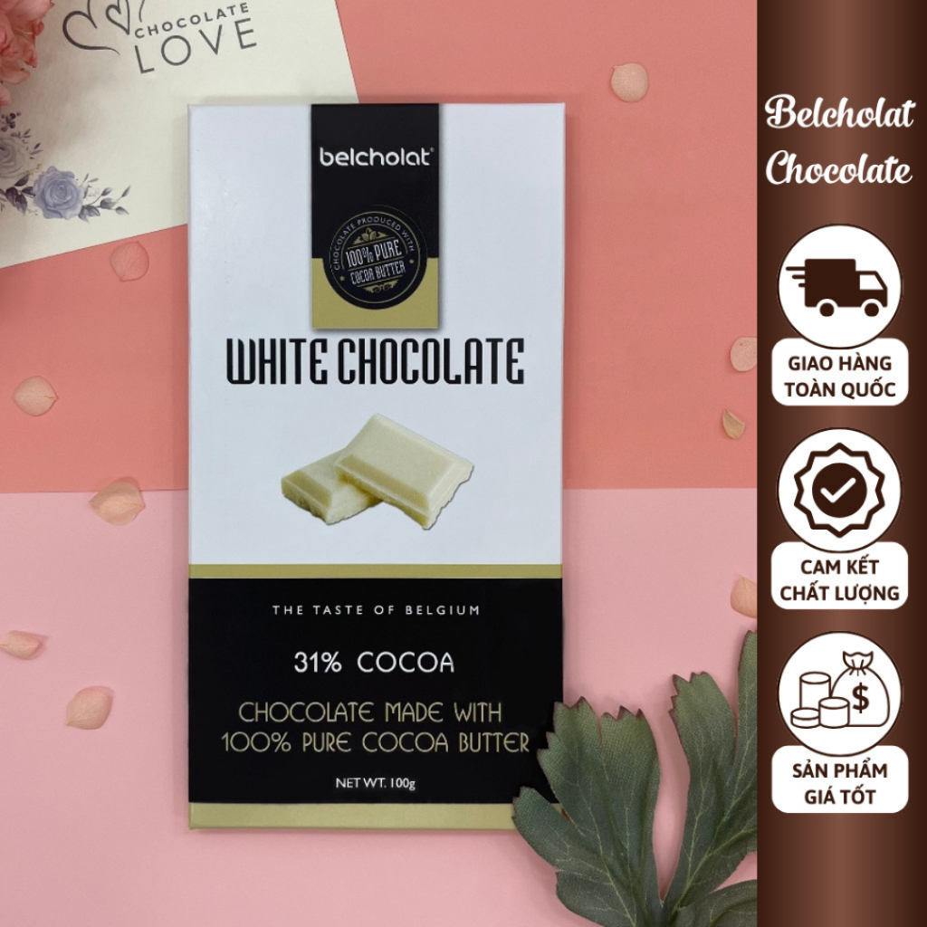 ホワイトチョコレートバー カカオ31％ 100g Belcholat