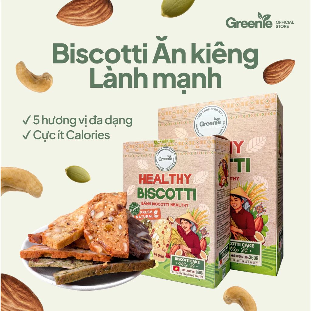 全粒粉スーパーシードビスコッティ 5種ミックス (チョコ・バニラ・抹茶・オレンジ・ココナッツ) - 砂糖不使用・低カロリー ダイエット向け 360g