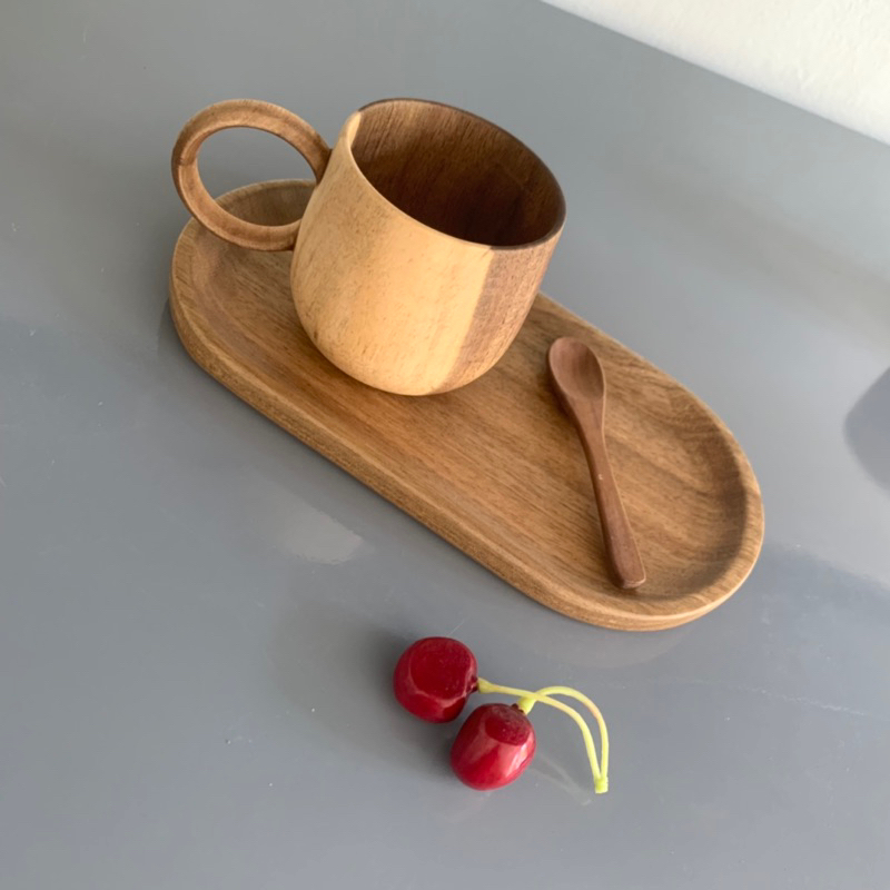 木製トレイ 楕円形 ケーキ、紅茶、フルーツ、装飾用 Vitrapro