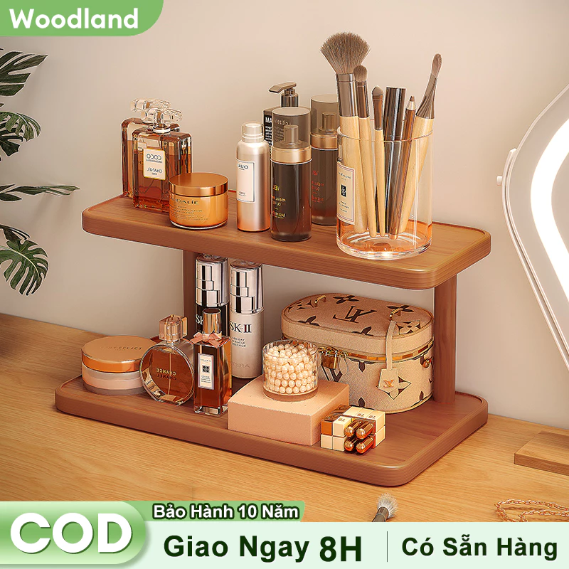 ウッドランド 2段多機能収納棚 | デスクトップ整理整頓・化粧品ラック