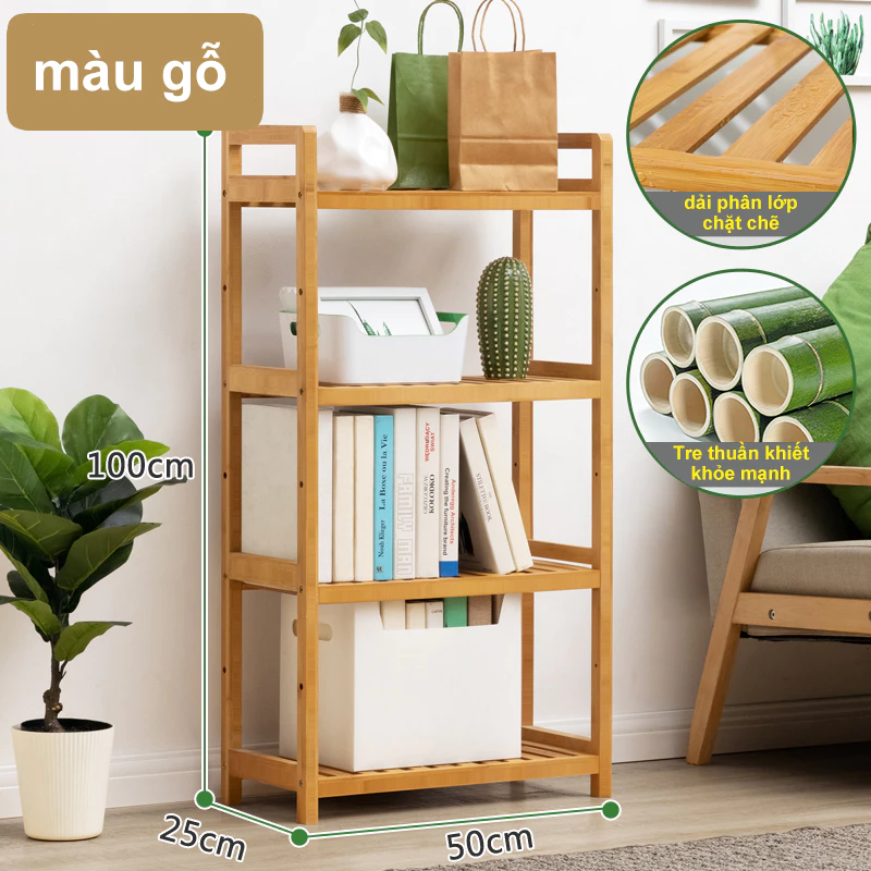 ウッドランド 4段式 多機能水切りキッチンラック 50x25x100cm - 通気性スラットデザインでシンク周りをいつも清潔・乾燥に