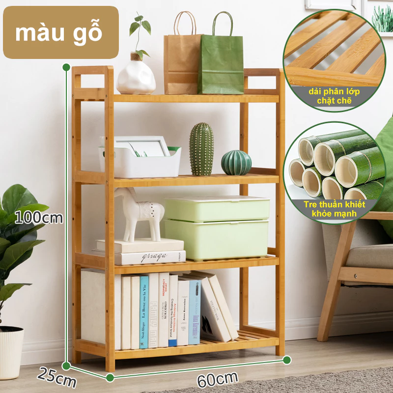 ウッドランド 4段スラット式水切りキッチンラック (60x25x100cm) - 常に乾いた清潔なキッチンへ