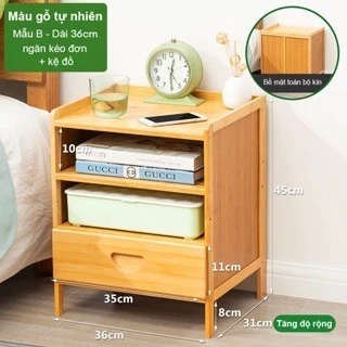 Woodland 竹製ナイトスタンド 36x31x45cm 高品質多機能コンパクトベッドサイドチェスト