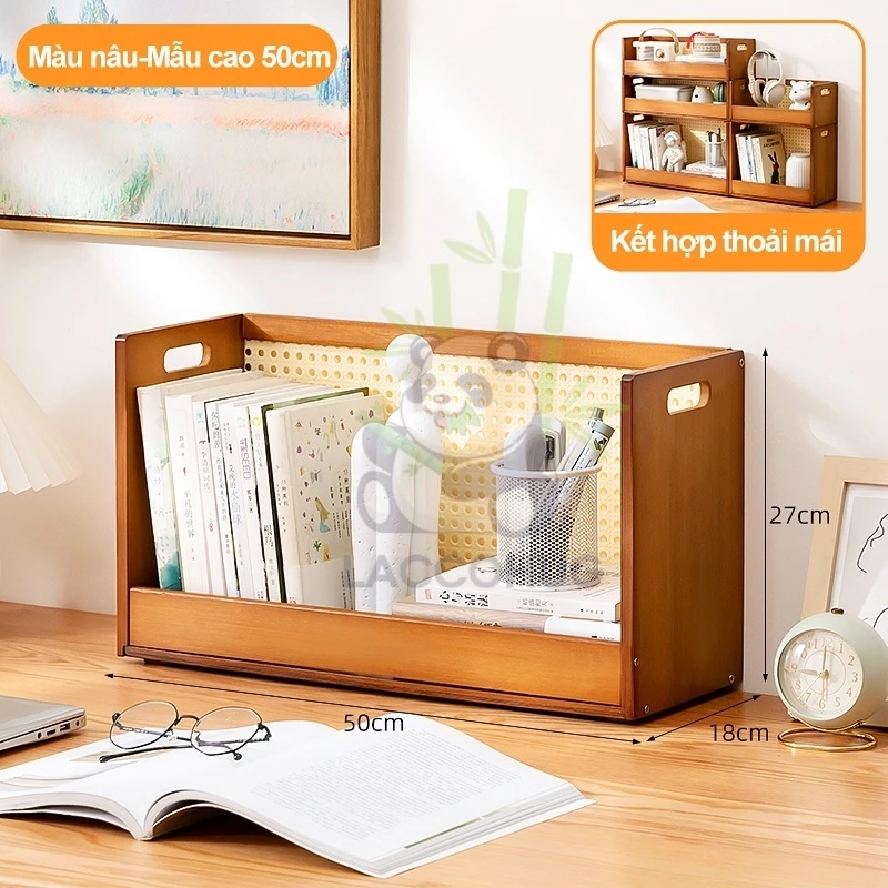 Woodland 多機能木製卓上ラック 50x18x27cm 2/3段組立式 (カップ・化粧品・書籍収納に)