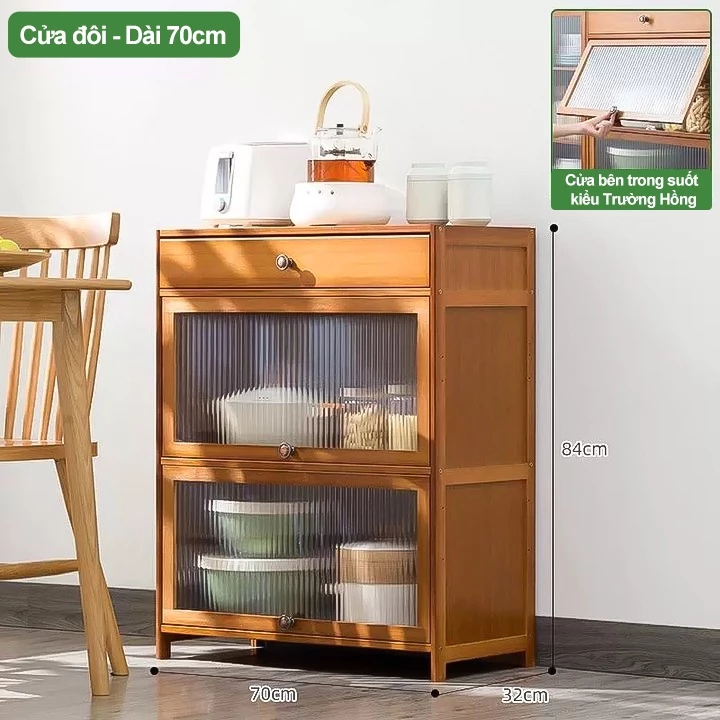 Woodland 天然竹製ダイニングキャビネット 2ドア 70x32x84cm キッチン/ダイニング収納 ベトナムスタイル