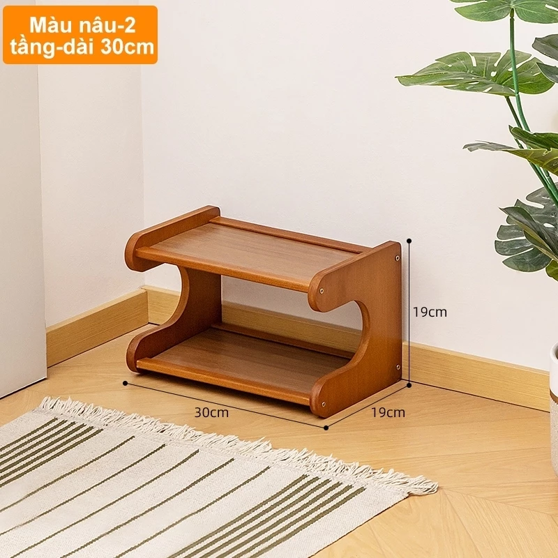 Woodland ラタン製多機能2段アーチ型収納棚 30cm - 省スペース卓上整理ラック