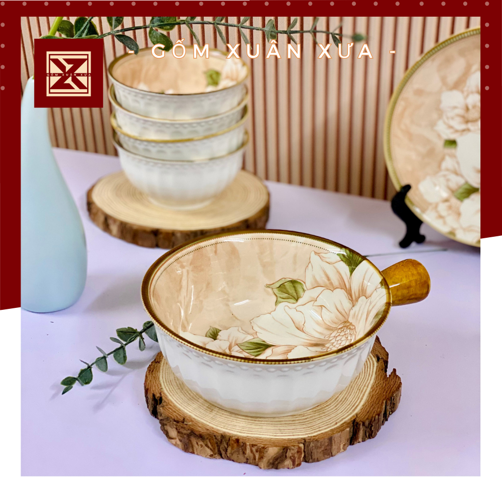 ゴムシュアンスア 伝統花茶 陶磁器セット 手描き花柄 6点セット 春花窯