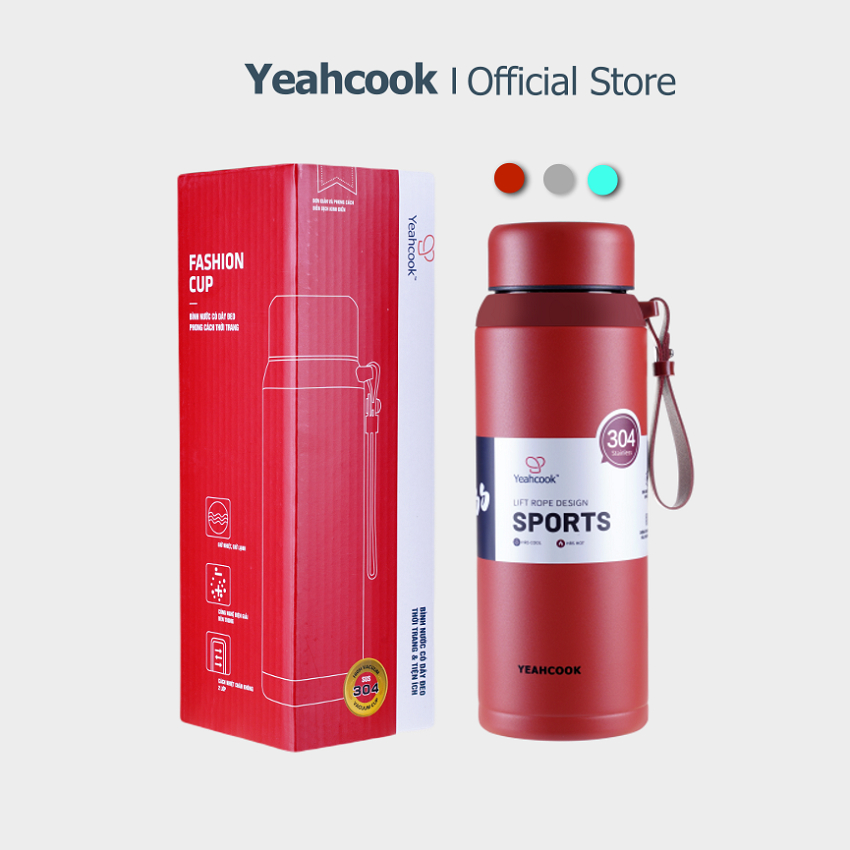 ステンレス製魔法瓶 高品質 便利なストラップ付き 800ml YEAHCOOK