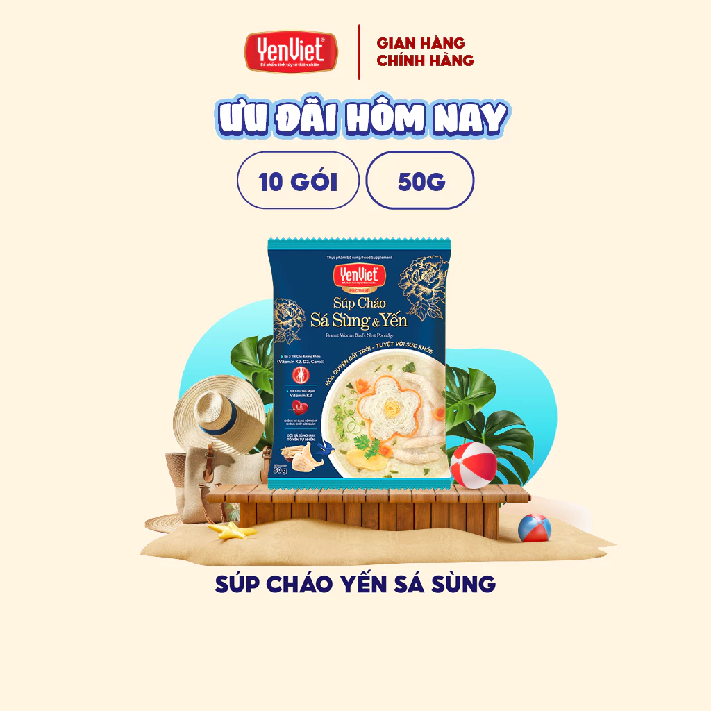 燕の巣入り栄養チャオ Yến Việt フリーズドライ インスタントお粥 50g x 10食セット\n贅沢な健康朝食/軽食に