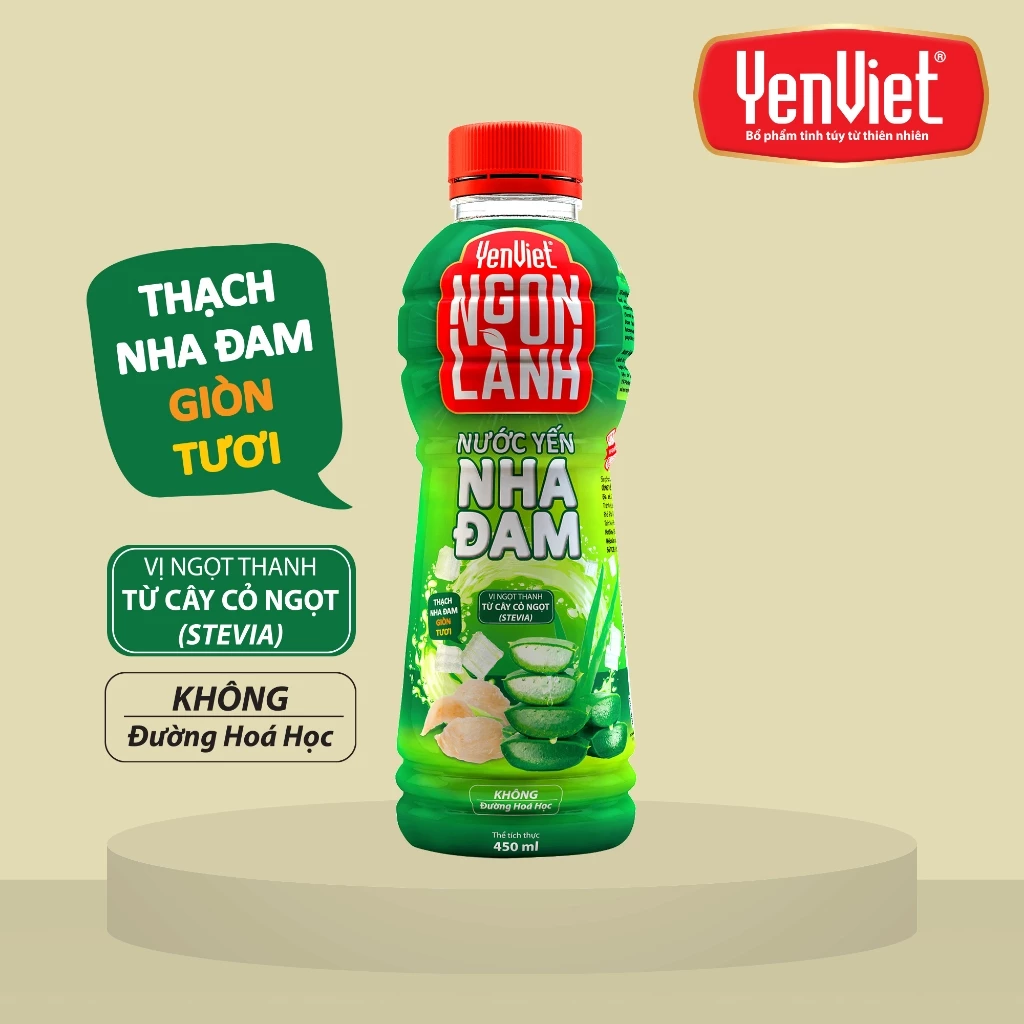 Yến Việt（イェン・ヴィエット）美味しいツバメの巣アロエベラドリンク 450ml x 6本パック - ケミカルシュガー不使用、ぷるぷる食感