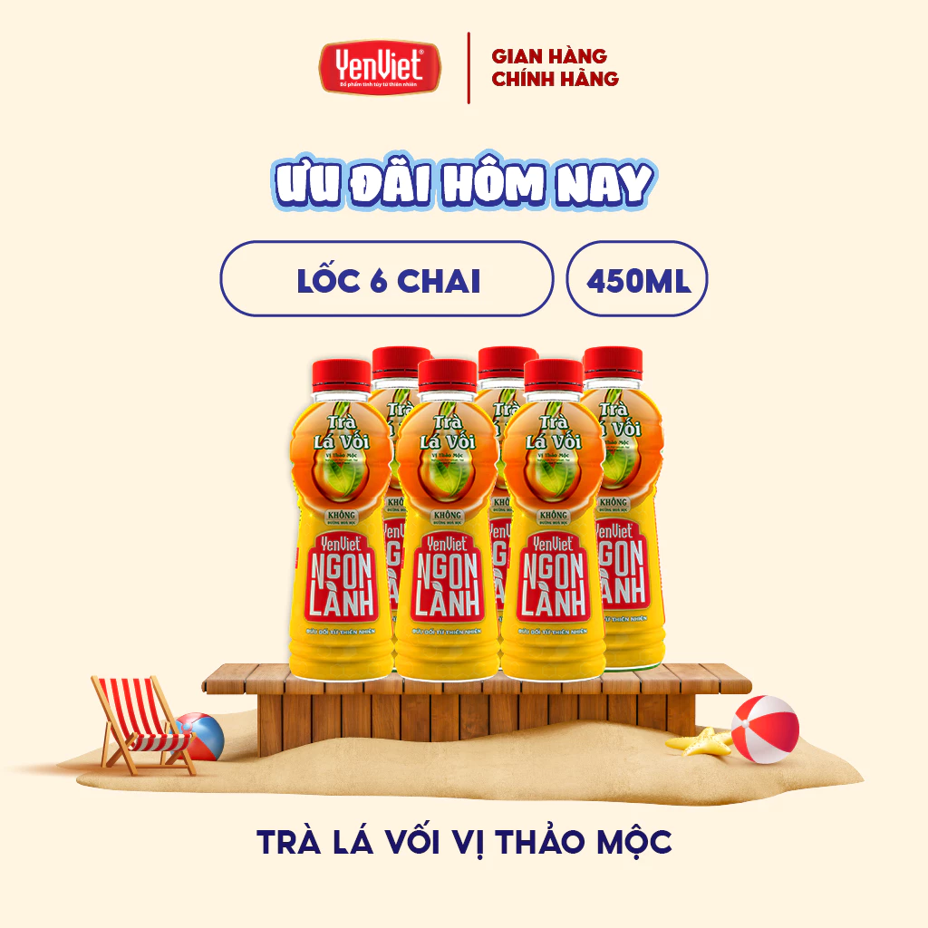 Yến Việt ゴンラン 伝統ハーブ風味 ヴォイ葉茶 (氷砂糖入り) 450ml x 6本セット
