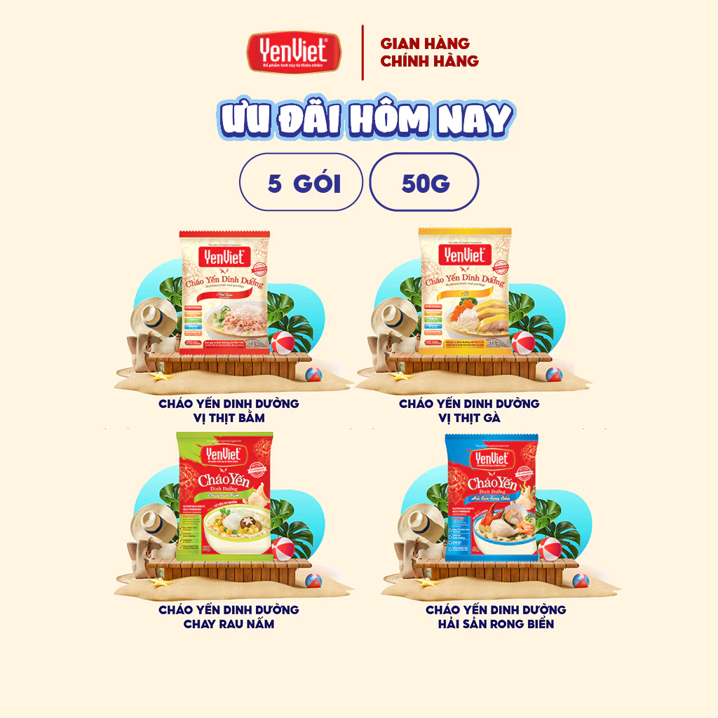 Yến Việt フリーズドライ燕の巣栄養インスタントおかゆ 5食セット（50g×5袋）多種フレーバー