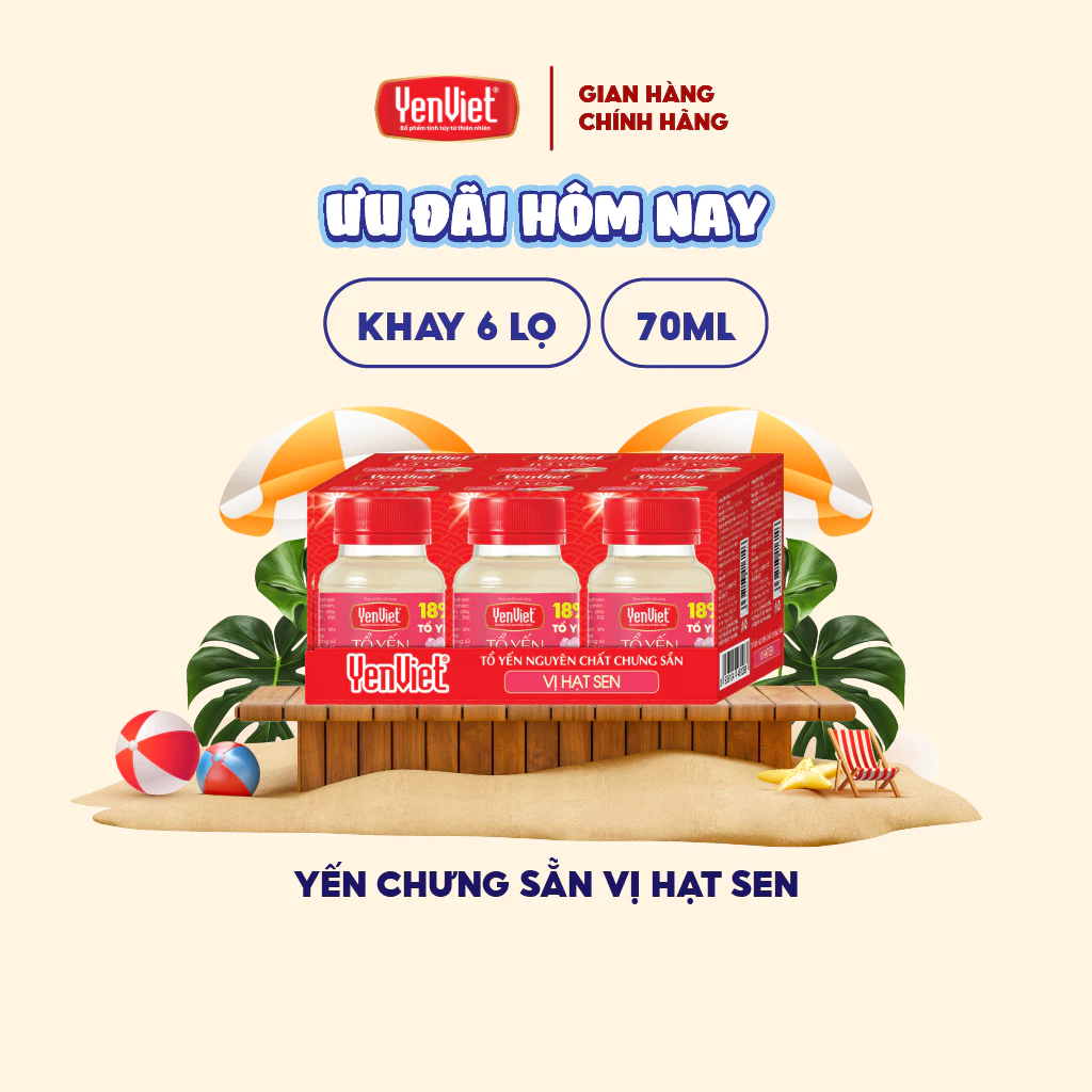 Yến sào Yến Việt 蓮の実味 即飲用燕の巣ドリンク 18%配合 氷砂糖入り 爽やか美肌 70ml x 6本