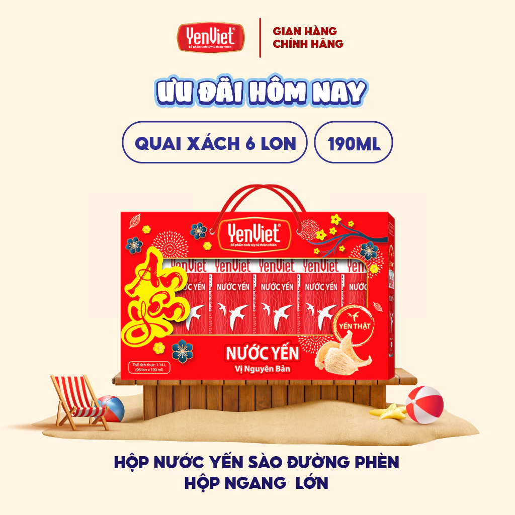 Yen Viet 氷砂糖入りツバメの巣ドリンク 6缶セット (190ml/缶) – 栄養補給と高級贈答品に