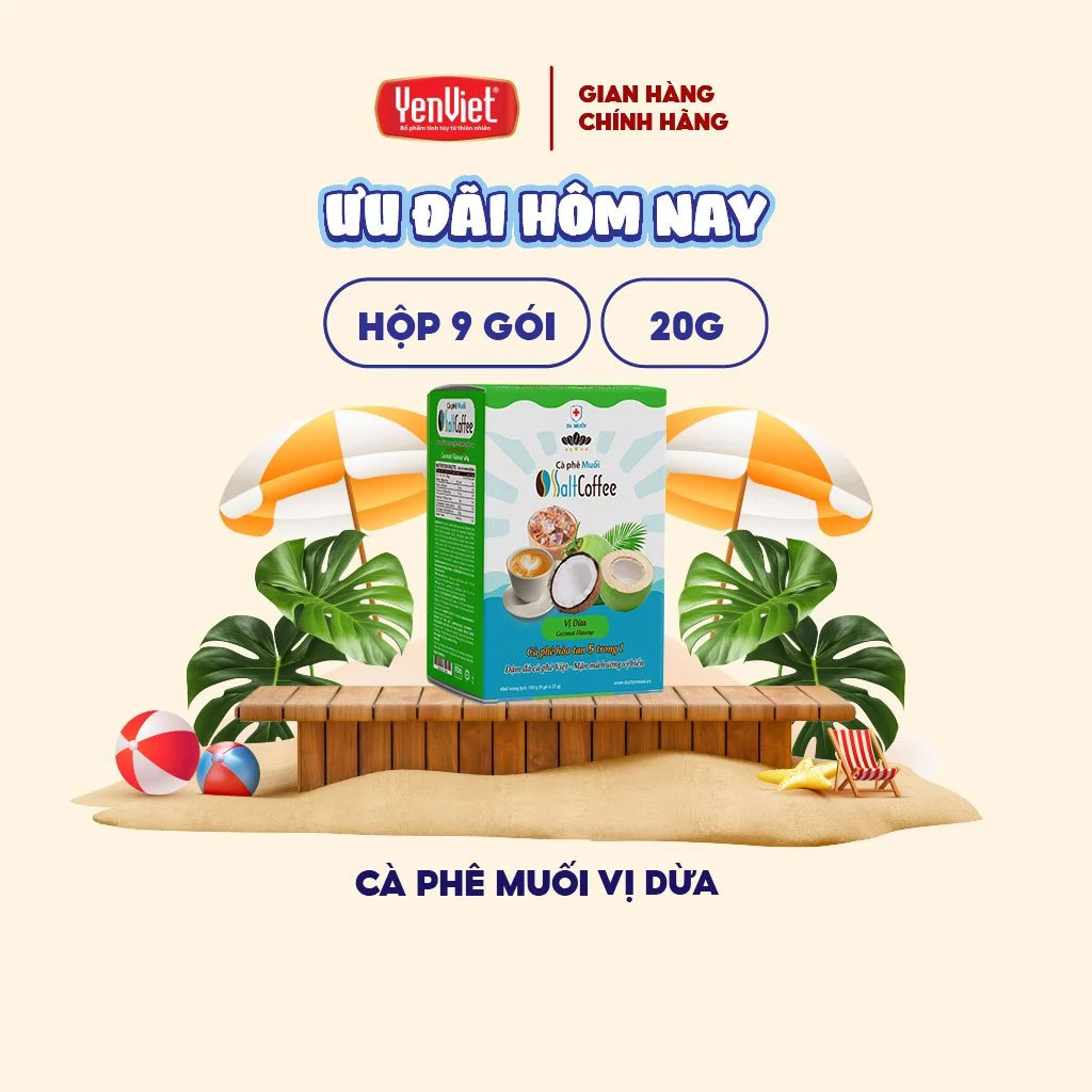 Yến Việt SaltCoffee ココナッツ風味 塩コーヒー 5in1 インスタントスティック (9袋 x 20g)