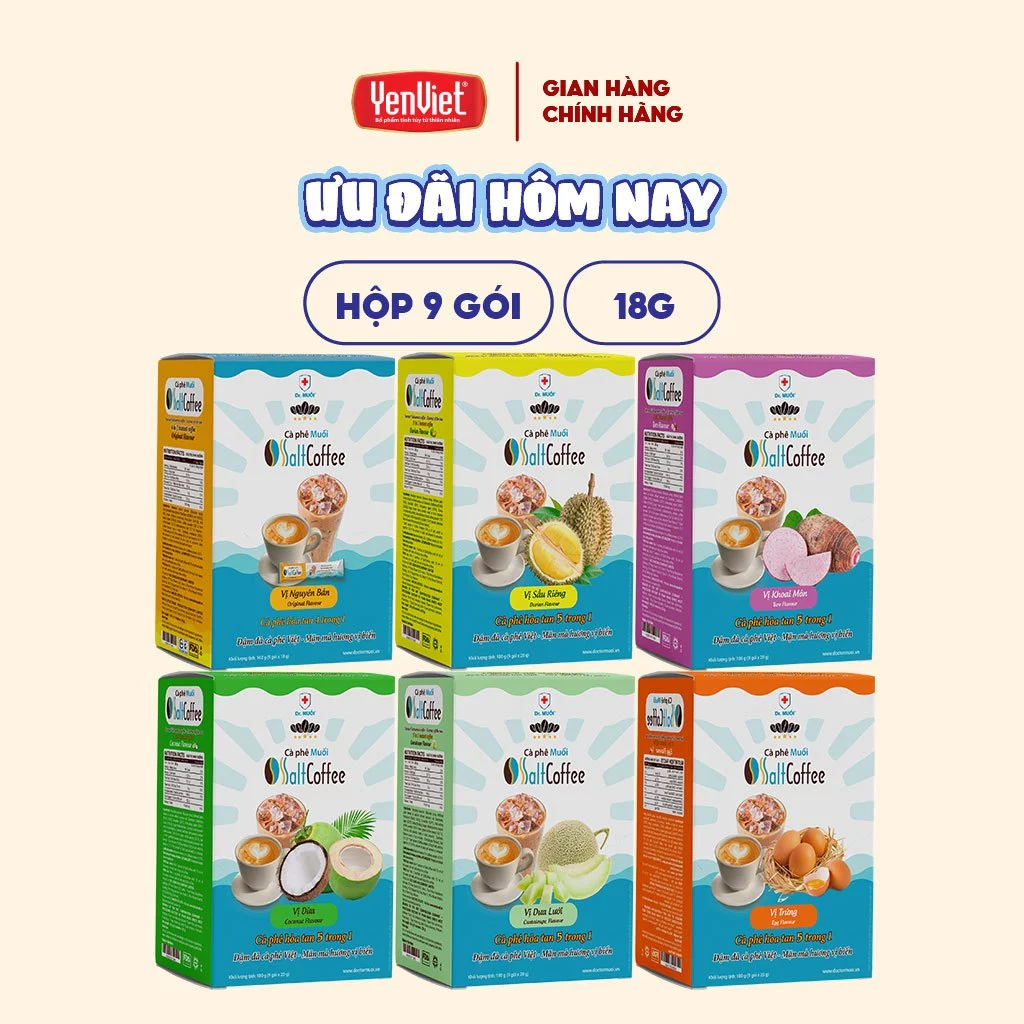 Yến Việt SaltCoffee ココナッツ風味 塩コーヒー 5in1 インスタントスティック (9袋 x 20g)