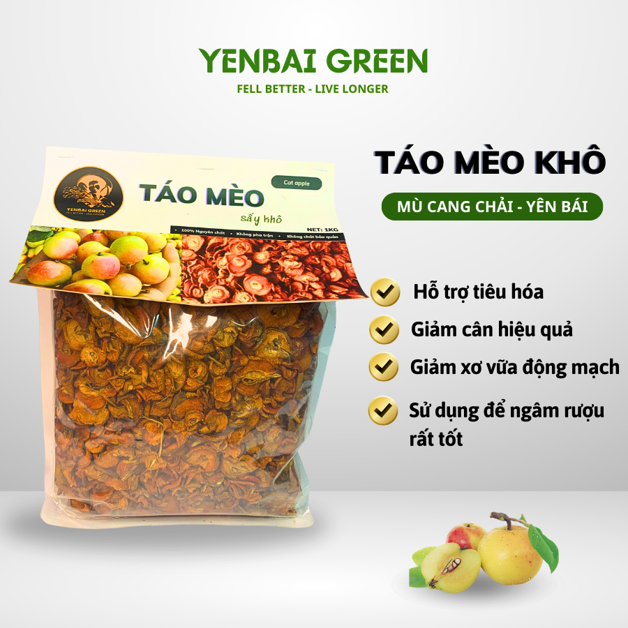 YENBAIGREEN Mù Cang Chải Táo Mèo Khô Thơm Ngon, Chuẩn Vị 1KG