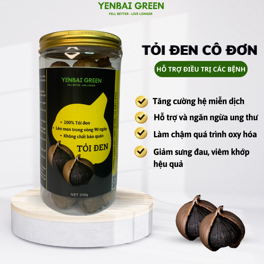 YENBAIGREEN Tỏi Đen Cô Đơn Loại 1 Thượng Hạng 黒にんにく 単独のにんにく 高品質 300g YENBAIGREEN