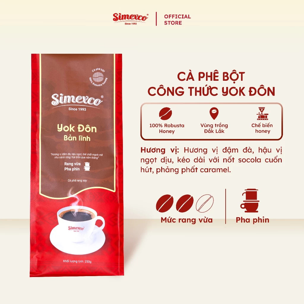 ベトナム 西原 ヨックドン ロブスタ ハニー 挽き済み 焙煎コーヒー粉 250g 純粋 無添加