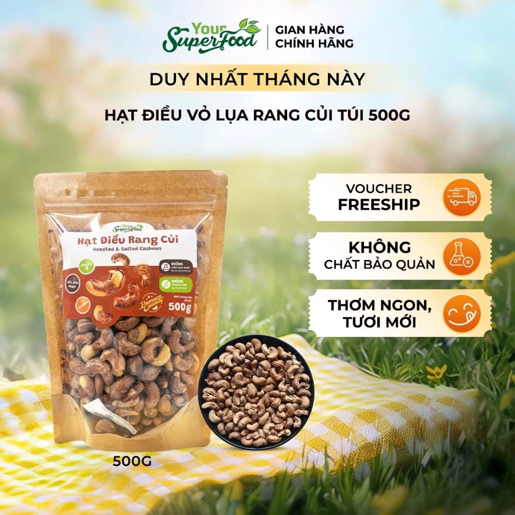 Your Superfood 特選A級 殻付きカシューナッツ 薪火焙煎 塩分0.3% 芳醇ヘルシー 500g