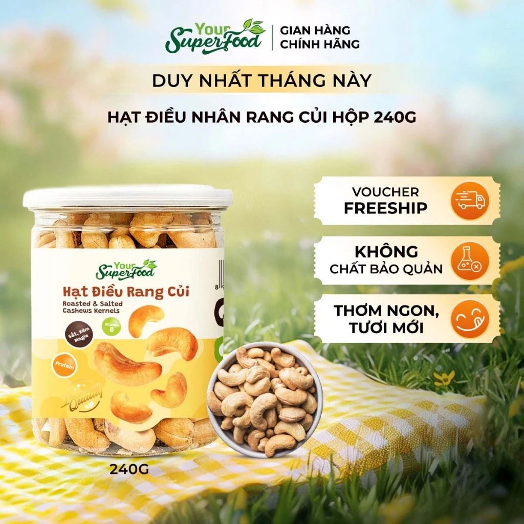 Your Superfood A等級 薪ローストカシューナッツ 塩分0.3%【自然な香ばしさ・ヘルシー栄養】ビンフック産 240g