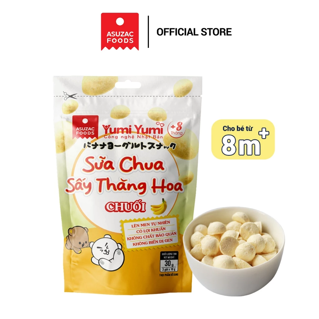 フリーズドライヨーグルト Yumi Yumi バナナ味 Asuzac 30g (10g×3袋) - 8ヶ月からの赤ちゃんに