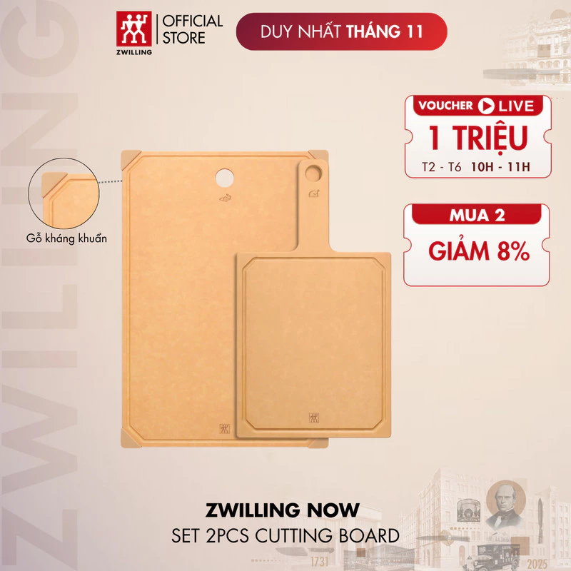 ZWILLING NOW 抗菌ファイバーウッドまな板 大小2枚セット