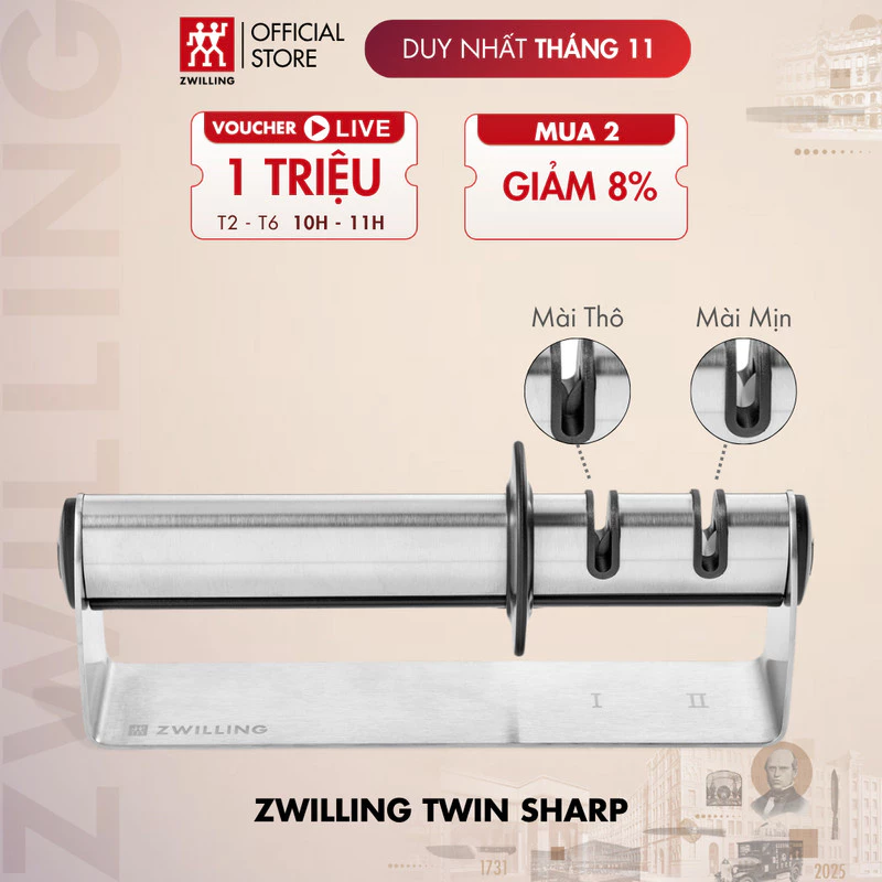 ZWILLING ツインシャープ 包丁研ぎ器 (19-23cm対応) - ステンレス鋼＆セラミック砥石