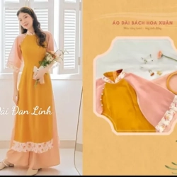 ベトナム衣装 アオザイ モダンスタイルの黄色ドレス シルク生地 2023年春モデル Ao Dai Dan Linh
